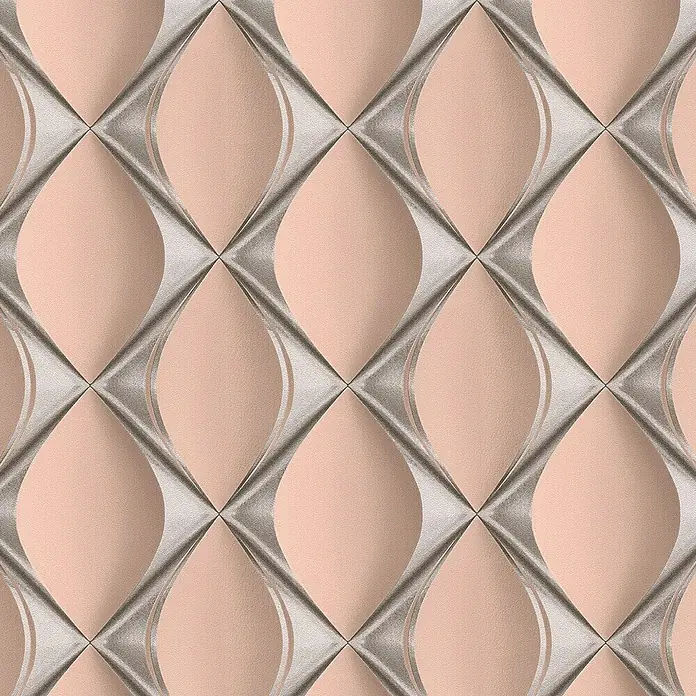 A.S. Création My Home My Spa Vliestapete Lederoptik - Silber/Rosa, 3D-Optik, 10,05 x 0,53 m - Elegantes 3D-Tapetenmuster in sanftem Rosa und Silber. Die sich wiederholenden Rauten mit geschwungenen Elementen schaffen einen modernen Look.