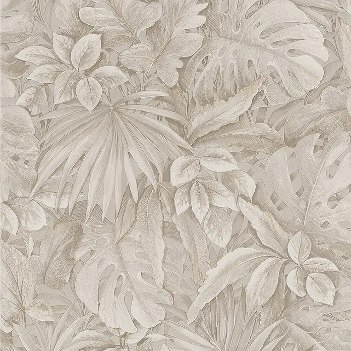 Marburg Botanica Vliestapete - Beige, Floral, 10,05 x 0,53 m - Elegante Tapete mit tropischen Blättern in sanften Beigetönen. Ideal für ein stilvolles und natürliches Ambiente.
