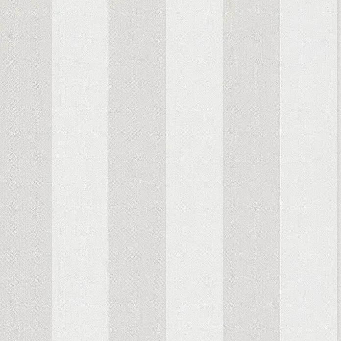 Marburg Kids' Walls Vliestapete - Weiß/Beige, Streifen, 10,05 x 0,53 m - Nahaufnahme einer gestreiften Tapete in Weiß und Hellgrau, die eine elegante und dezente Wanddekoration darstellt.