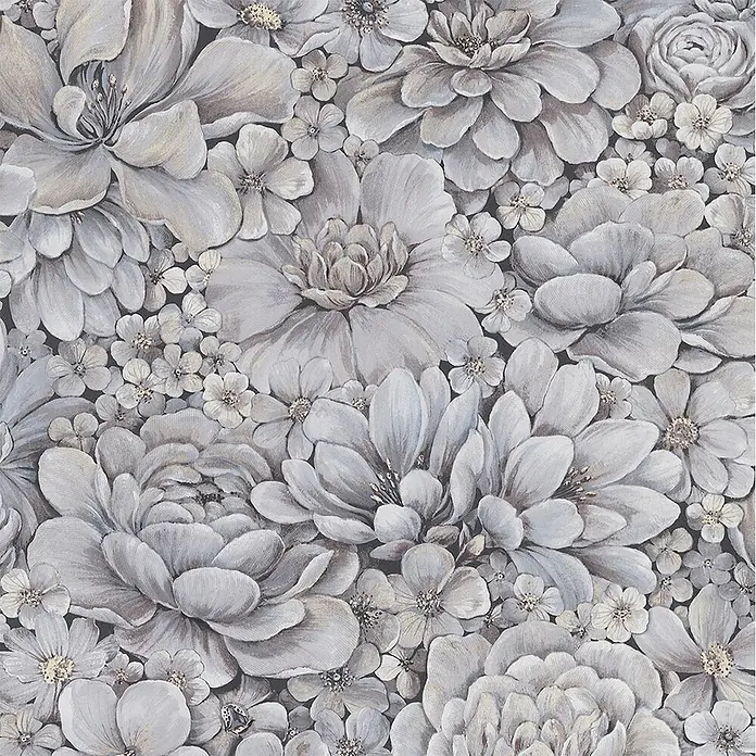 Marburg Botanica Vliestapete - Grau, Floral, 10,05 x 0,53 m - Wandbild mit eleganten Grautönen, ein florales Design mit filigranen Blüten, das jeden Raum stilvoll aufwertet.