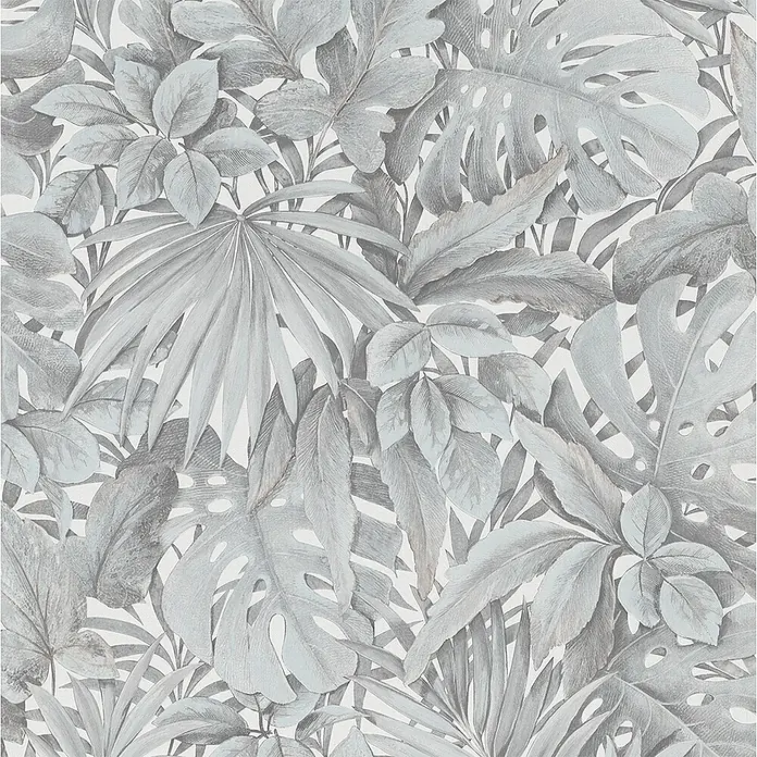 Marburg Botanica Vliestapete - Weiß/Grün, Floral, 10,05 x 0,53 m - Detailreiche Tapete mit üppigem Blätterwerk in Grautönen. Perfekt für einen stilvollen, natürlichen Look in jedem Raum.
