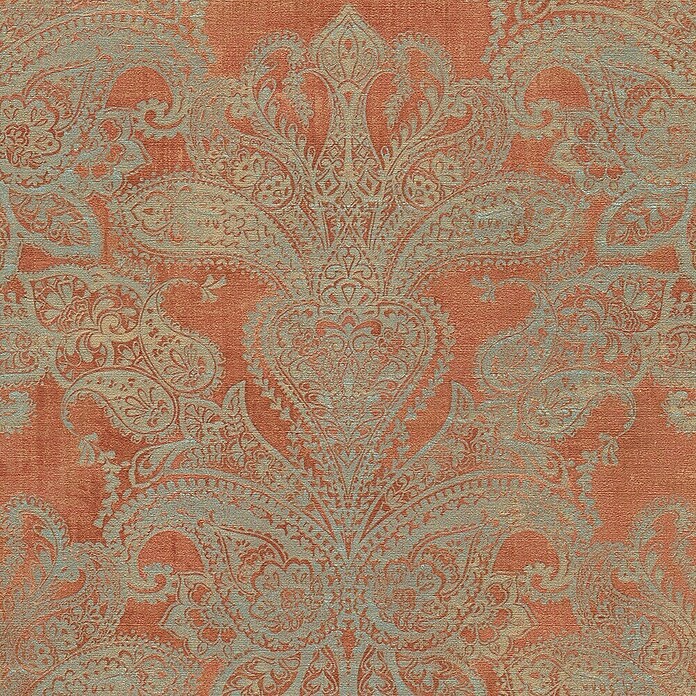 AS Creation Metropolitan Stories Travel Styles Vliestapete Damask (Orange/Blau, Ornament, 10,05 x 0,53 m) | BAUHAUS