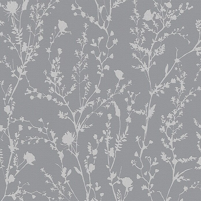 AS Creation Casual Living Vliestapete (Silbergrau, Floral, 10,05 x 0,53 m) | BAUHAUS