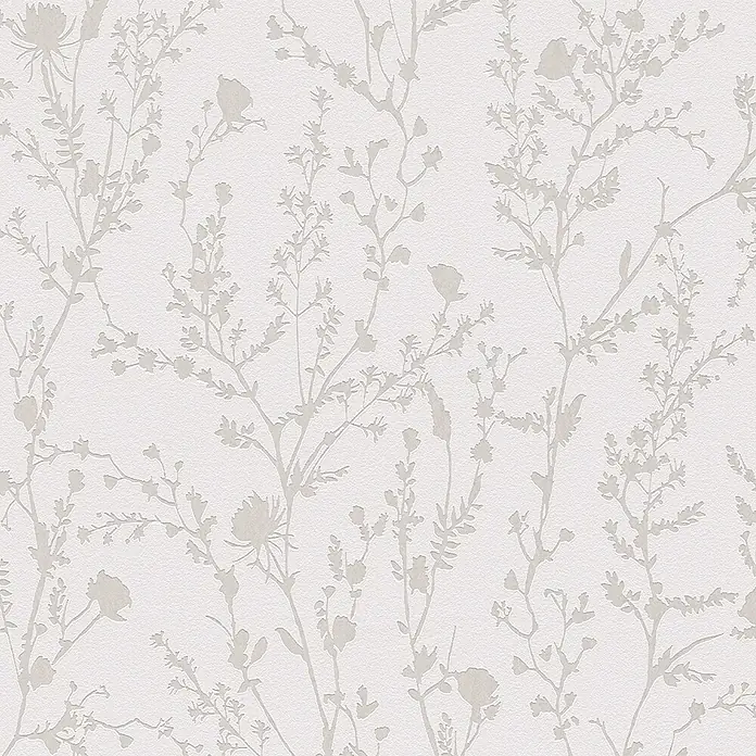 A.S. Création Casual Living Vliestapete - Hellrosa/Hellgrau, Floral, 10,05 x 0,53 m - Helle, graubraune Blumentapete mit zarten Ästen und Blüten.