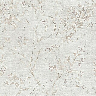 AS Creation Stories of Life Vliestapete Zweig (Grau-Beige-Lila, Floral, 10,05 x 0,53 m)