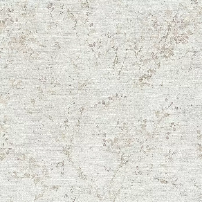 A.S. Création Stories of Life Vliestapete Zweig - Grau-Beige-Lila, Floral, 10,05 x 0,53 m - Strukturierte cremefarbene Tapete mit zartem, abstraktem Blumenmuster in Rosa und Beige.