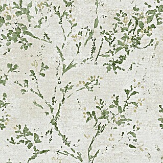 AS Creation Stories of Life Vliestapete Zweig (Beige-Grün-Gold, Floral, 10,05 x 0,53 m)