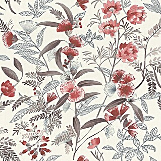 Rasch Symphony Vliestapete Blumen (Dunkelrot, Floral, 10,05 x 0,53 m)