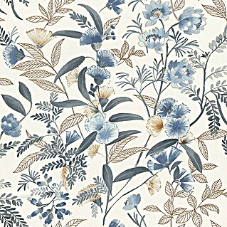 Rasch Symphony Vliestapete Blumen (Hellblau, Floral, 10,05 x 0,53 m)