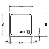 Duravit D-Code Duschwanne (90 x 90 cm, Mit Antirutsch-Oberfläche, Sanitäracryl, Weiß)