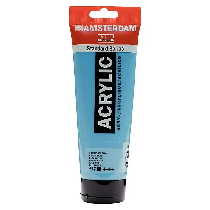 Talens Amsterdam Pintura acrílica Standard - Azul real, 250 ml, Tubo, Brillante - Tubo de acrílico Amsterdam Standard Series en Azul Rey (número de color 517) de Royal Talens, ideal para artistas y aficionados.