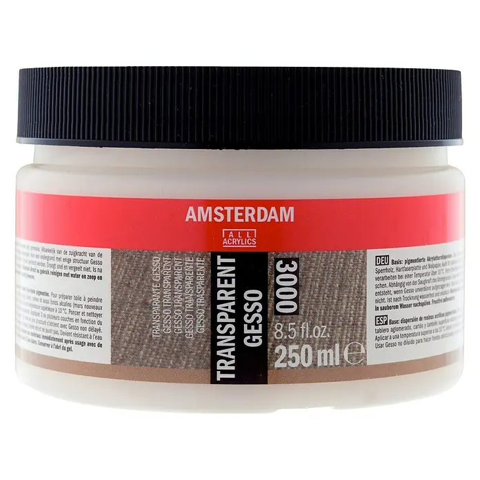 Talens Gesso acrílico - Transparente, 250 ml - Gesso Transparente Amsterdam 3000 para diversas aplicaciones artísticas.