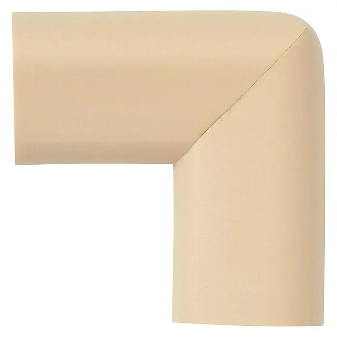 Abus Eckenschutz Jannic - 4 Stk., Beige - Nahaufnahme einer beigefarbenen Eckstoßstange zum Schutz von Ecken vor Beschädigungen und zur Erhöhung der Sicherheit in Wohnräumen.