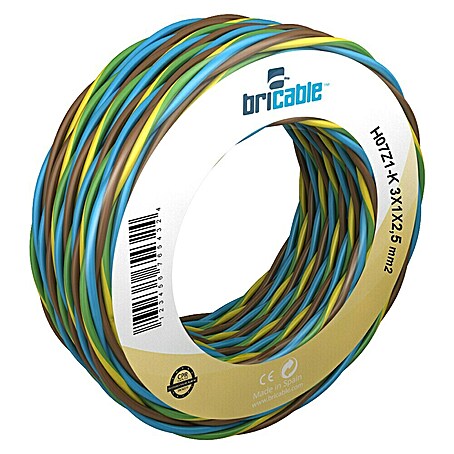 Bricable Cable unipolar Trifacil (H07Z1-K, Número de cables: 1, 10 m, Multicolor, 2,5 mm²)