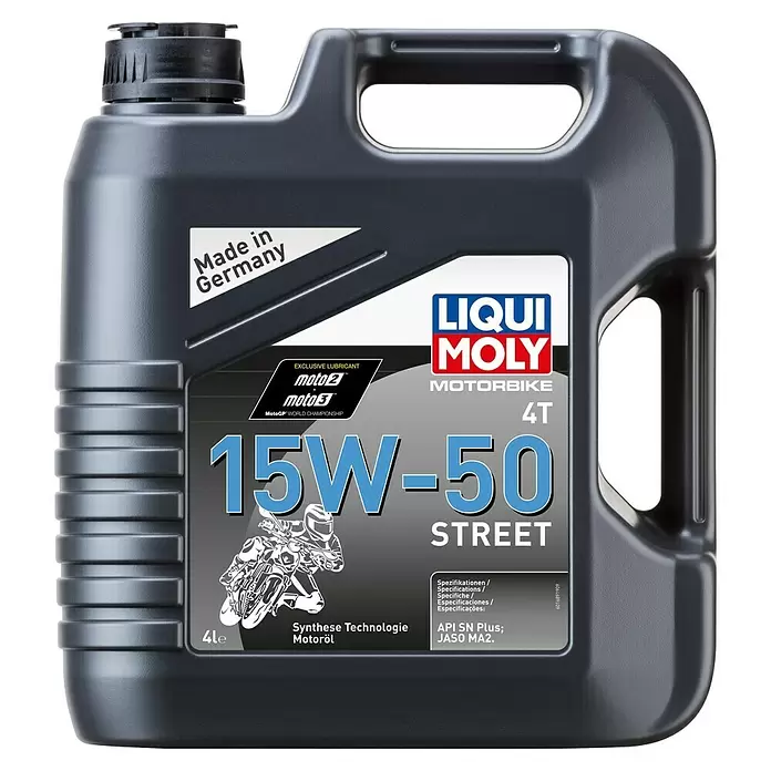 Liqui Moly Motoröl Motorbike 4T 15W-50 Street - 15W-50, 4 l - Dunkelgrauer 4-Liter Liqui Moly Motorbike 4T 15W-50 Street Motorölkanister.