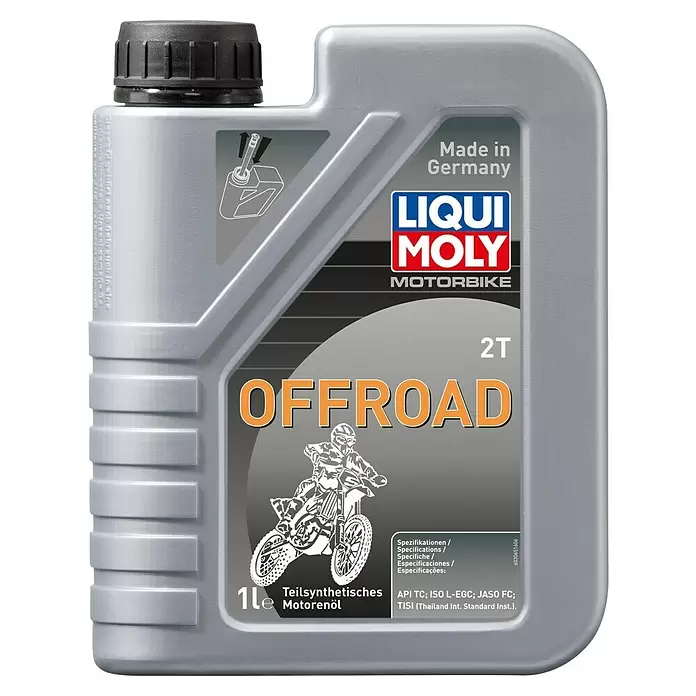 Liqui Moly Motoröl Motorbike 2T Offroad - 1 l - Graue Liqui Moly 1L Flasche 2T Offroad teilsynthetisches Motorradmotoröl, hergestellt in Deutschland.