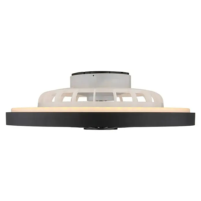 Globo Deckenventilator Blizzak - Schwarz, 54 cm, 45 W - Nahaufnahme einer LED-Deckenleuchte mit einem schwarzen Sockel und einem weißen Lampenschirm.