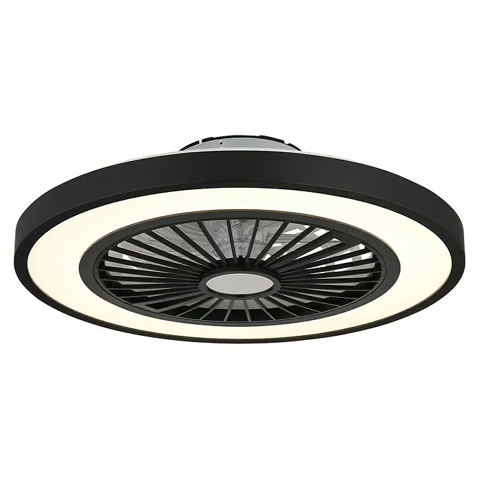 Globo Deckenventilator Blizzak - Schwarz, 54 cm, 45 W - Moderne LED-Deckenleuchte mit Ventilator. Das runde Design mit umlaufendem Lichtkranz sorgt für angenehme Beleuchtung und Kühlung.