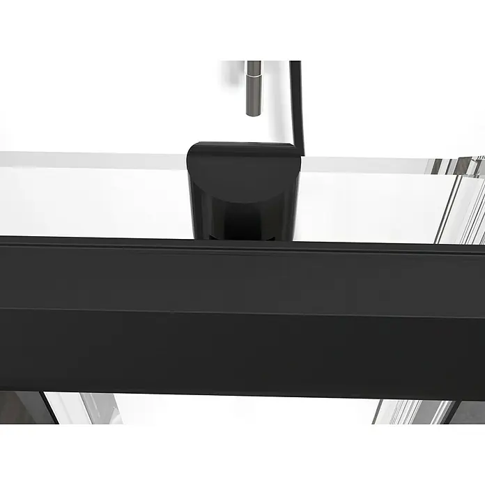 Aurlane Cabina de ducha completa Black Magic - 80 x 110 x 200 cm, Blanco/Negro - Primer plano de un elegante monitor negro. Su diseño aerodinámico y sus líneas limpias lo hacen visualmente atractivo y moderno.