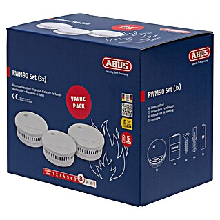 Abus Detektor dima RWM90 (Jačina alarmnog signala: 85 dB, 3 Kom., Visina: 36 mm)