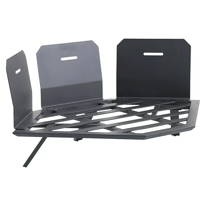 Sunfun Lumar Loungesofa-Eckelement - L x B x H: 115 x 115 x 68 cm, Aluminium, Night-Grey - Metallholzkorb mit Gitterboden und drei aufrechten Stützen mit Schlitzen, ideal für die Lagerung von Brennholz.