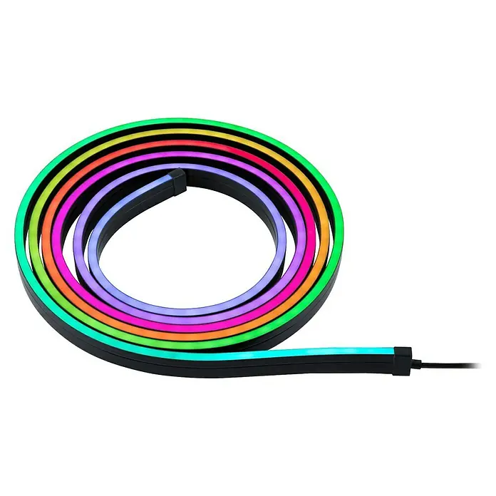 Paulmann LED-Band Black Neon - Länge: 300 cm, Lichtfarbe: RGB, 5 W, 5 V - Bunte LED-Lichterkette in einer Spirale angeordnet, ideal für dekorative Beleuchtung im Innenbereich.
