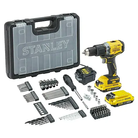 Stanley Fatmax V20 Taladro atornillador percutor de batería SFMCD715 + 100 accesorios