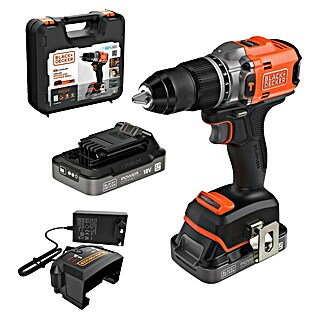 Black+Decker Taladro percutor de batería BLD683D2XK (18 V, 2 baterías, 2 Ah, 50 Nm)