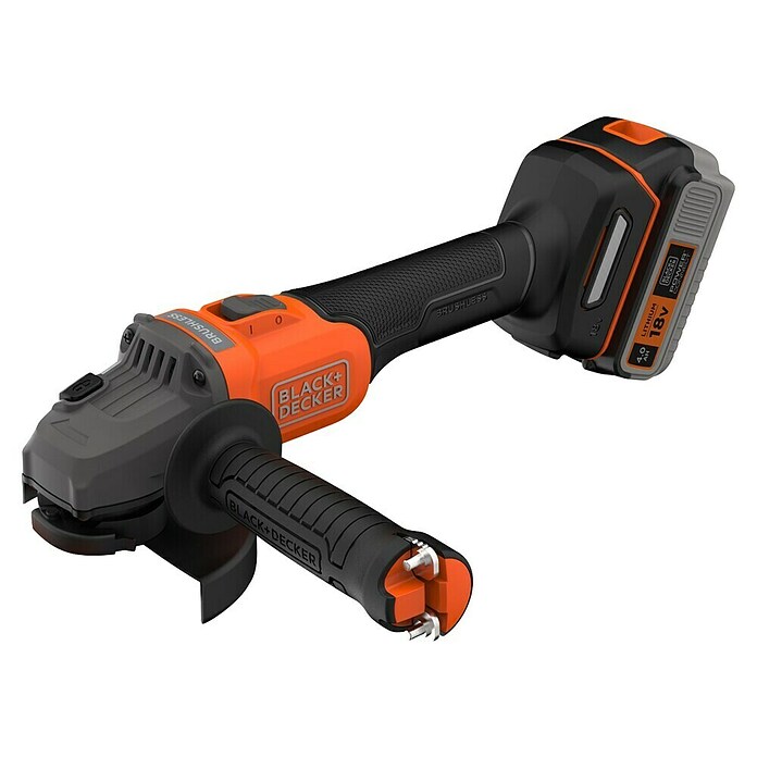 Black+Decker Amoladora angular de batería BCG6L8F1S (1 batería, 4 Ah, Diámetro disco: 115 mm) | BAUHAUS
