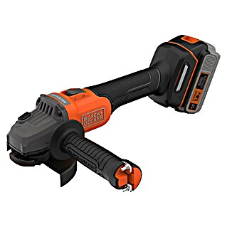 Black+Decker Amoladora angular de batería BCG6L8F1S (18 V, 1 batería, 4 Ah, Diámetro disco: 115 mm)
