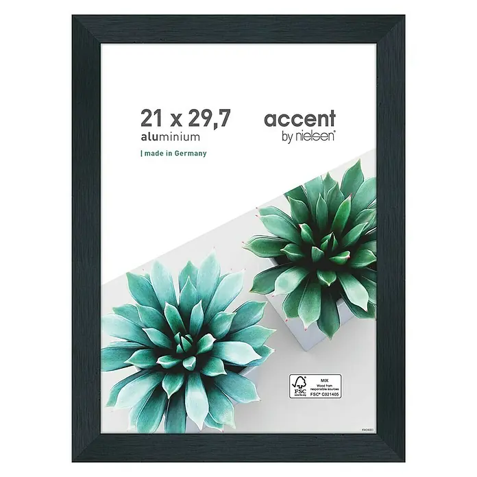 Accent Alurahmen Star - DIN A4 / 21 x 29,7 cm, Schwarz - Ein stilvoller Aluminium-Bilderrahmen in der Größe 21 x 29,7 cm von accent by nielsen, ideal für Fotos und Kunstdrucke.