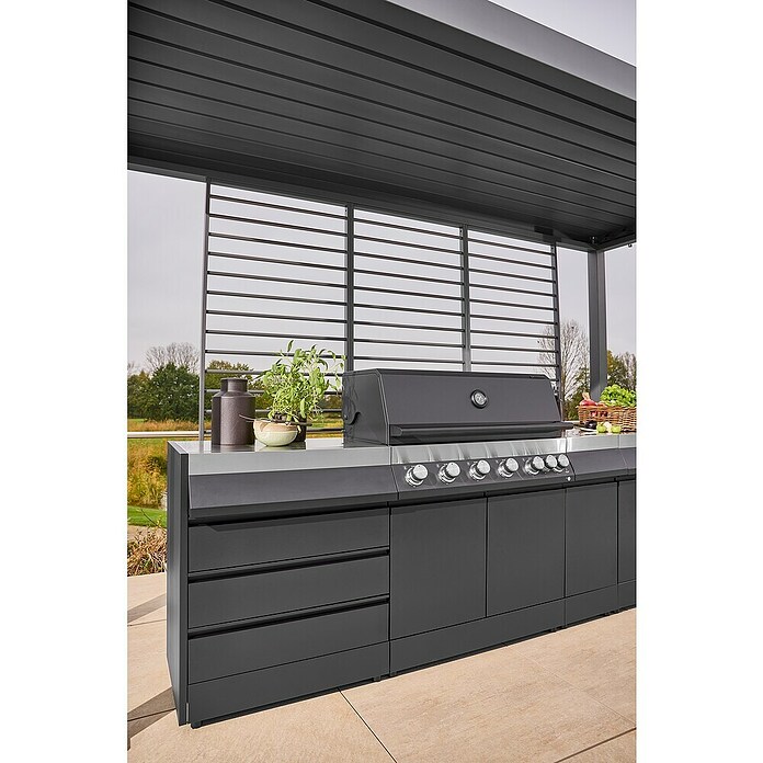 Sunfun Barbecuepaviljoen (b x d: 342 x 168 cm, Framekleur: Antraciet, Aluminium) | BAUHAUS