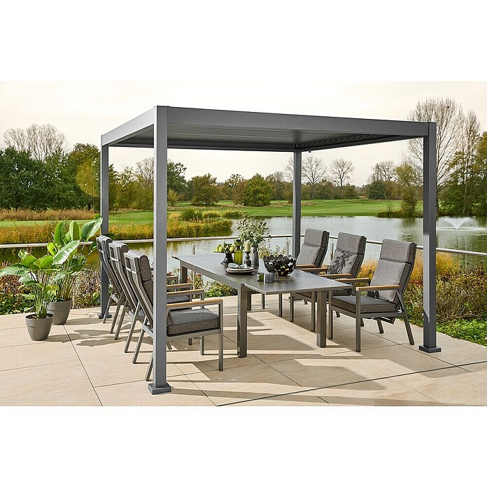 Sunfun Gartenmöbel-Set Maja/Milos (8 -tlg., Night-Grey, Ausziehbar) | BAUHAUS