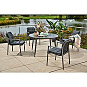 Sunfun Gartenmöbel-Set Solo Rope (9 -tlg., Aluminium/Sintered Stone/Polyrattan/Olefin, Night-Grey, Stapelbar) | BAUHAUS