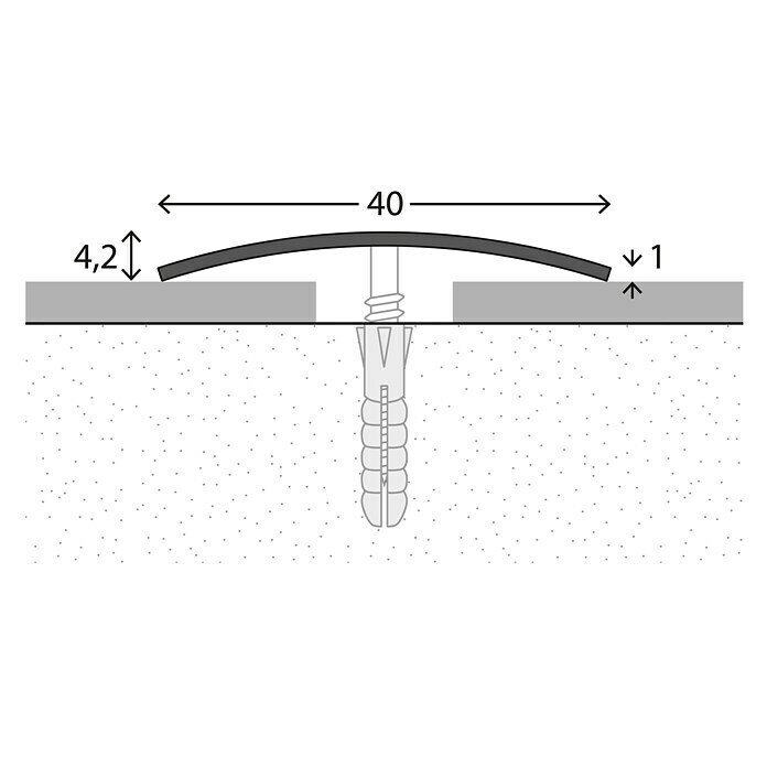 LOGOCLIC Prijelazni profil (Mat plemeniti čelik, 0,9 m x 40 mm x 4,2 mm, Vrsta montaže: Vijci, null)