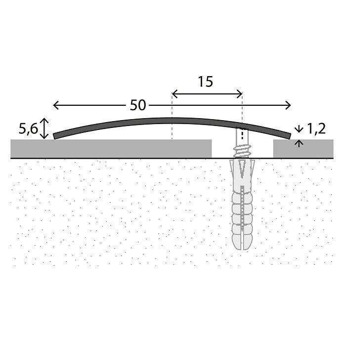 LOGOCLIC Prijelazni profil (Sjajni plemeniti čelik, 0,9 m x 50 mm x 5,6 mm, Vrsta montaže: Vijci, null)