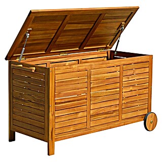 Baúl para jardín Amira (L x An x Al: 124 x 55,5 x 66 cm, Natural, Madera)