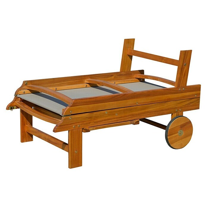Tumbona de jardín Manuela (L x An x Al: 190 x 65 x 33 cm, Natural/Gris, Madera, Barra antivuelco) | BAUHAUS