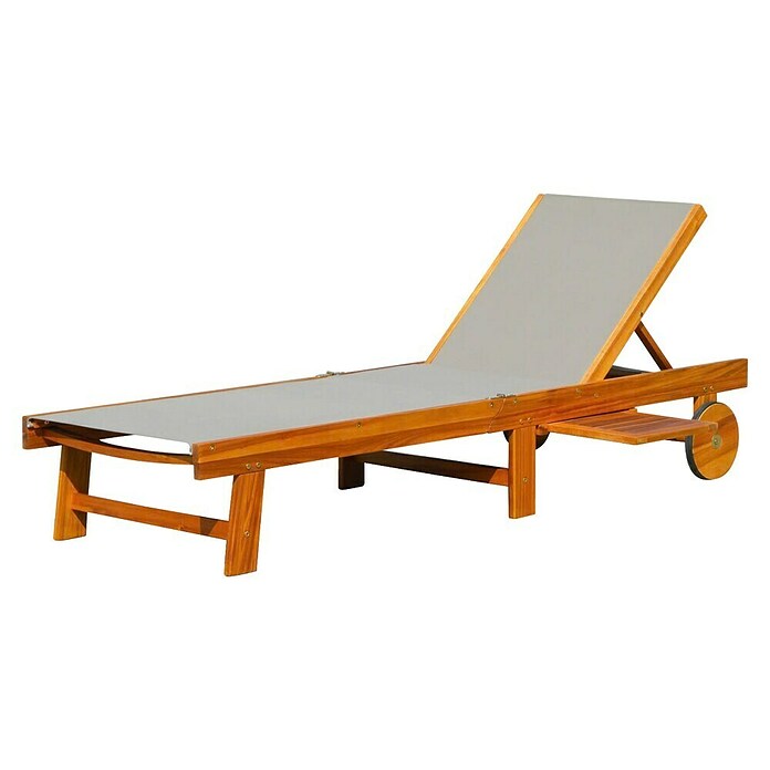Tumbona de jardín Manuela (L x An x Al: 190 x 65 x 33 cm, Natural/Gris, Madera, Barra antivuelco) | BAUHAUS