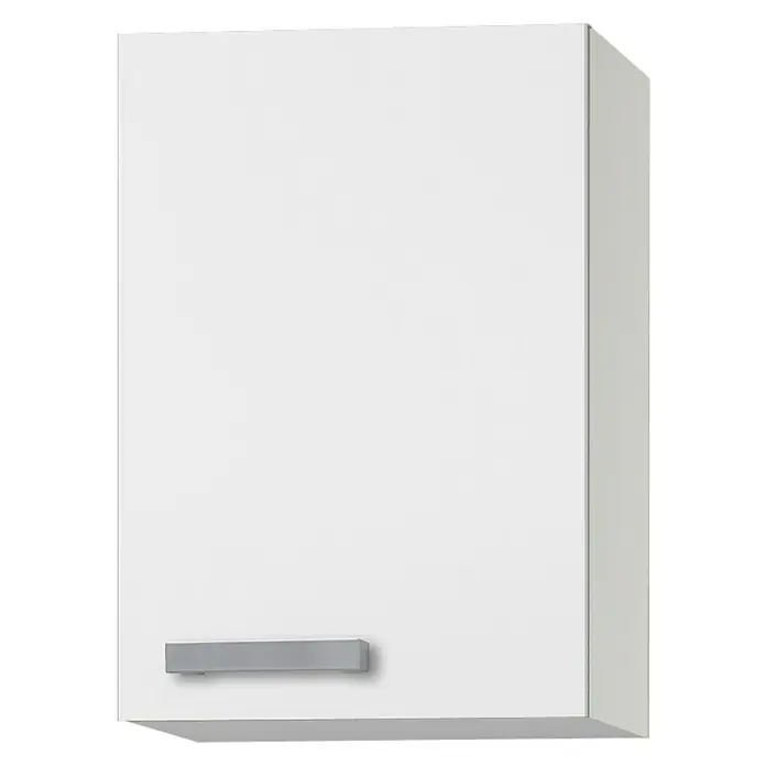 Optifit Oslo Hängeschrank - 34,6 x 40 x 57,6 cm, Weiß - Schlichter weißer Küchenschrank mit einem horizontalen, rechteckigen Griff aus Metall für eine moderne und funktionale Küchenausstattung.