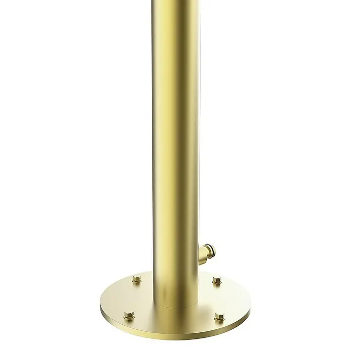 GardWell Pooldusche Curve - Höhe: 232 cm, Edelstahl, Gold - Elegante goldene Standsäule mit robustem Sockel und seitlichem Anschluss, ideal für Ausstellungen und Präsentationen.