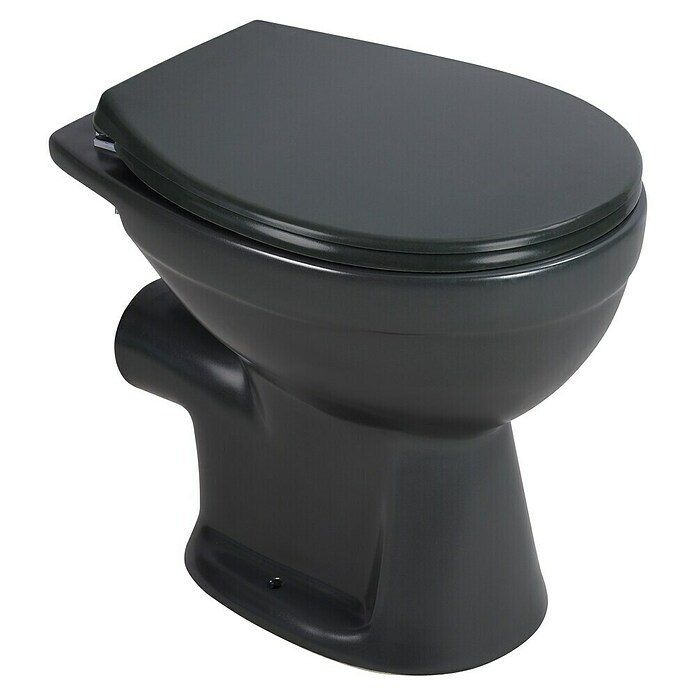 Sanicomfort Stand-WC Anthrazit Matt (Spülrandlos, Ohne Spezialglasur, Spülform: Tief, WC Abgang: Waagerecht, Anthrazit) | BAUHAUS