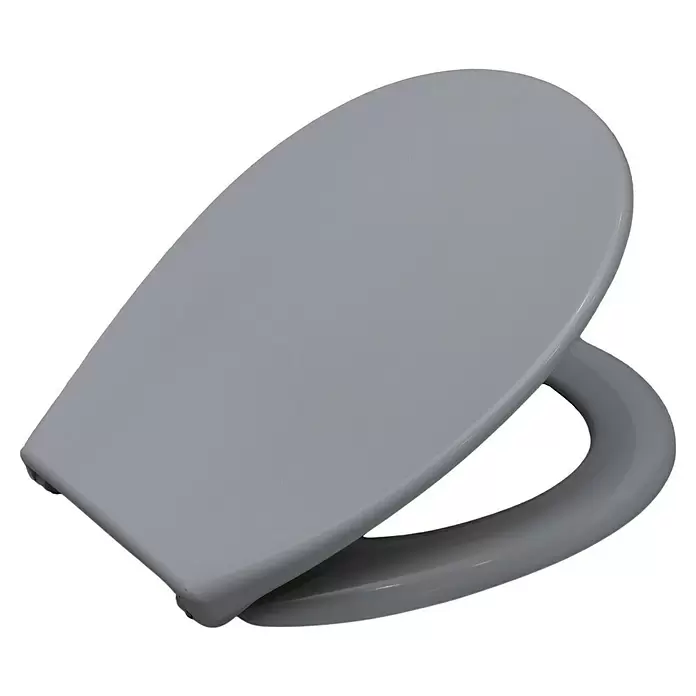 Sanicomfort WC-Sitz - Duroplast, Manhattan Grau, Mit Absenkautomatik - Grauer Toilettensitz mit Deckel.