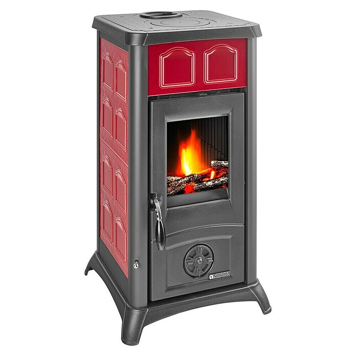 La Nordica Kaminofen Gemma (6 kW, Raumheizvermögen: 172 m³, Verkleidung: Keramik, Schwarz/Bordeaux)