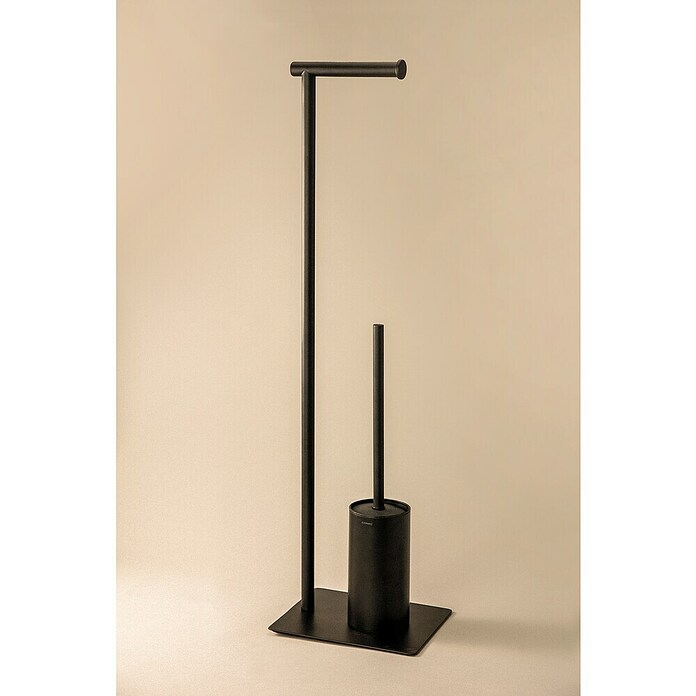 Cosmic Conjunto de escobillero y portarrollos Essentials (Altura: 85,5 cm, Negro, Mate) | BAUHAUS