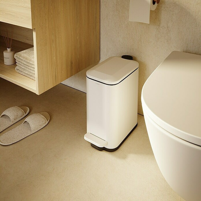 Cosmic Cubo de basura de baño Essentials Slim (5 l, Metal, Blanco) | BAUHAUS