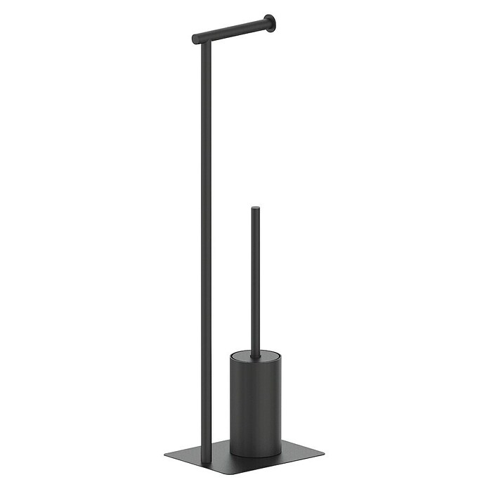 Cosmic Conjunto de escobillero y portarrollos Essentials (Altura: 85,5 cm, Negro, Mate) | BAUHAUS