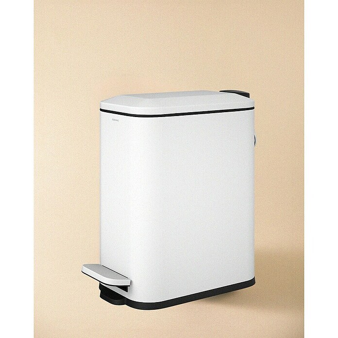Cosmic Cubo de basura de baño Essentials Slim (5 l, Metal, Blanco) | BAUHAUS
