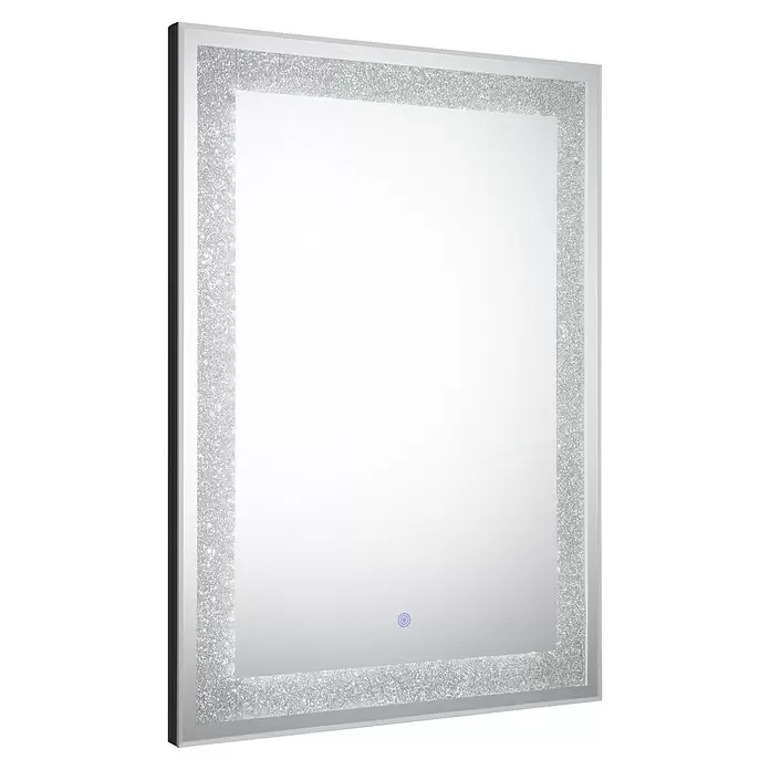 LED-Lichtspiegel Glimmer - 50 x 70 cm, Rechteckig - Rechteckiger LED-Spiegel mit einem Rahmen aus zerstoßenem Kristall und Touch-Sensor.