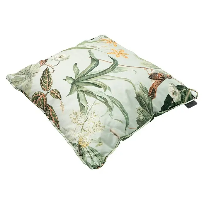 Madison Outdoor-Kissen - 50 x 50 cm, Grasse Green, Baumwoll-Polyester-Mischgewebe - Dekoratives Kissen mit botanischen Motiven. Ein stilvolles Kissen, das mit seinem üppigen Grün und Vogelmuster einen Hauch von Natur ins Zuhause bringt.